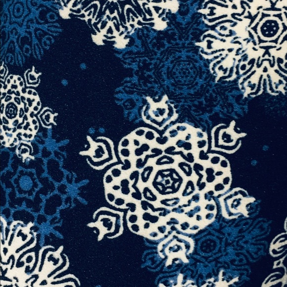 OS NEW Womens Christmas Winter Snowflake Leggings Black Blue White - Picture 7 of 9